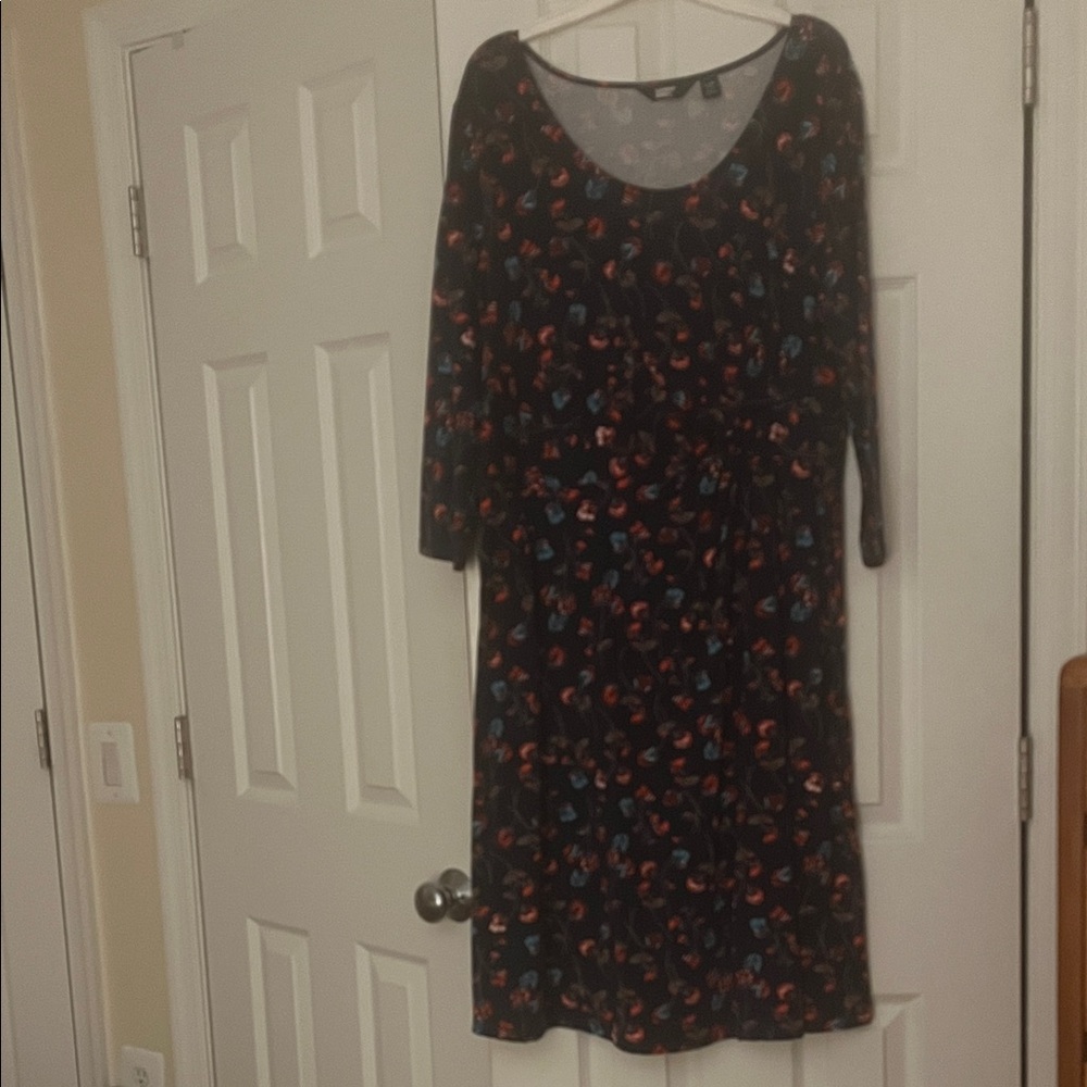 Lands' End Multicolor Floral Long Sleeve Dress